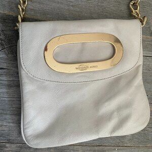 MICHAEL Michael Kors White Leather Crossbody Purse with Gold Hardware